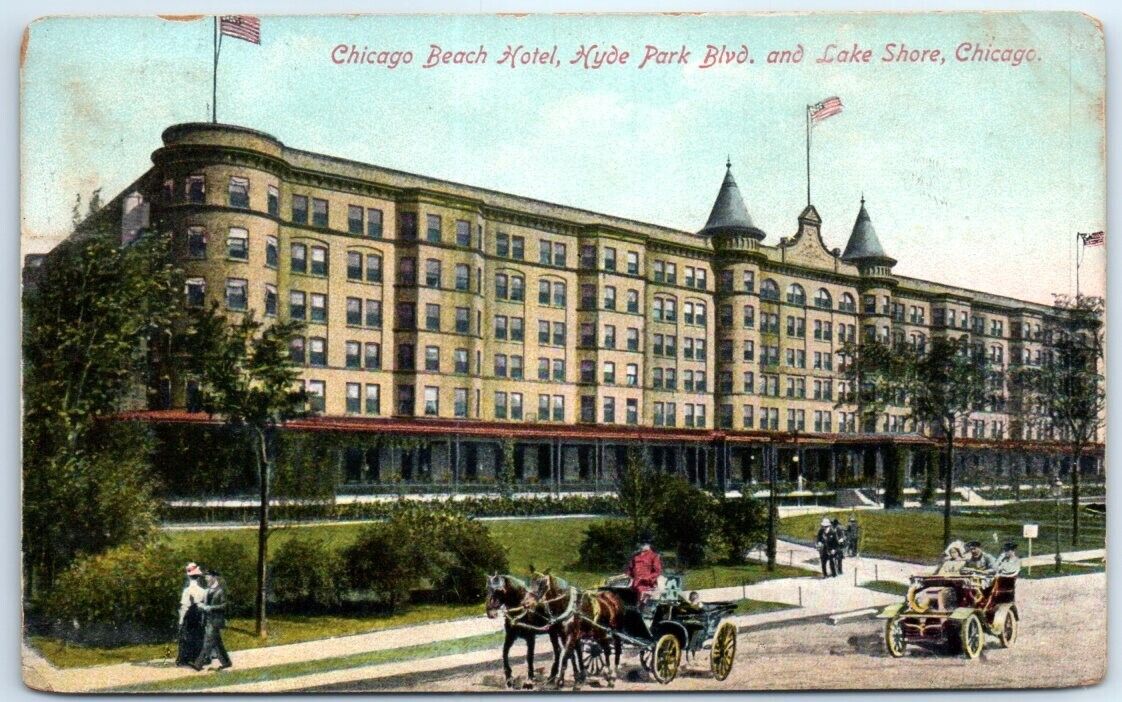 Postcard - Chicago Beach Hotel, Hyde Park Blvd. and Lake Shore - Chicago, IL