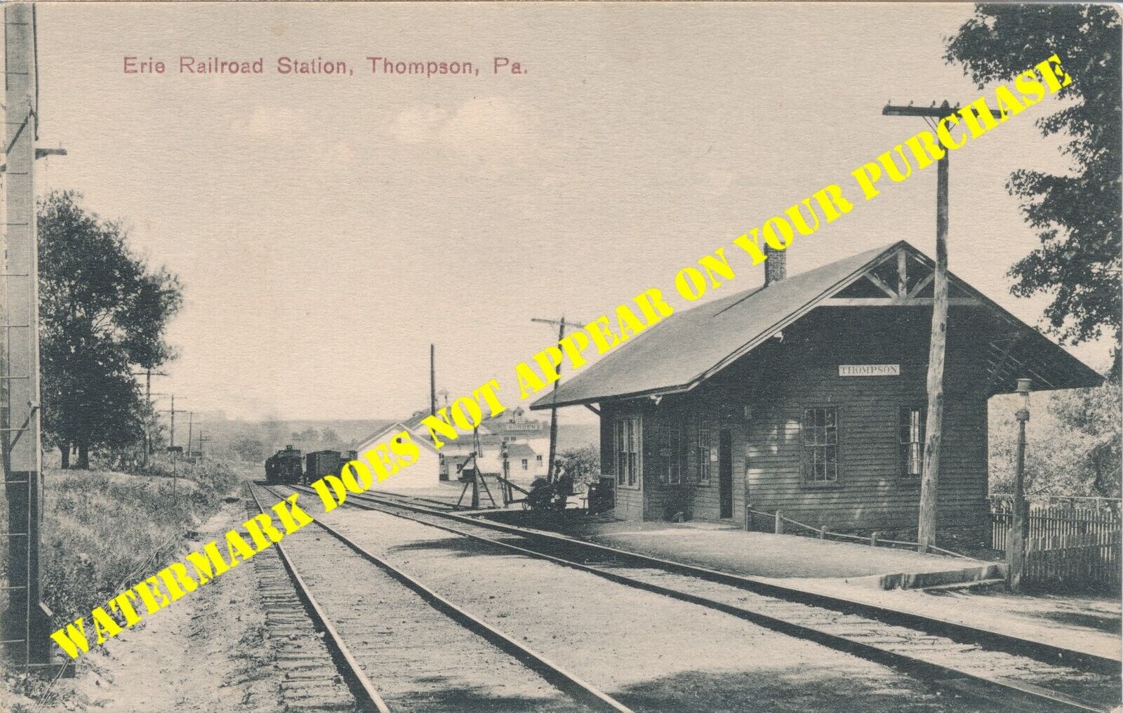 Erie Railroad Thompson PA station DB postally unused