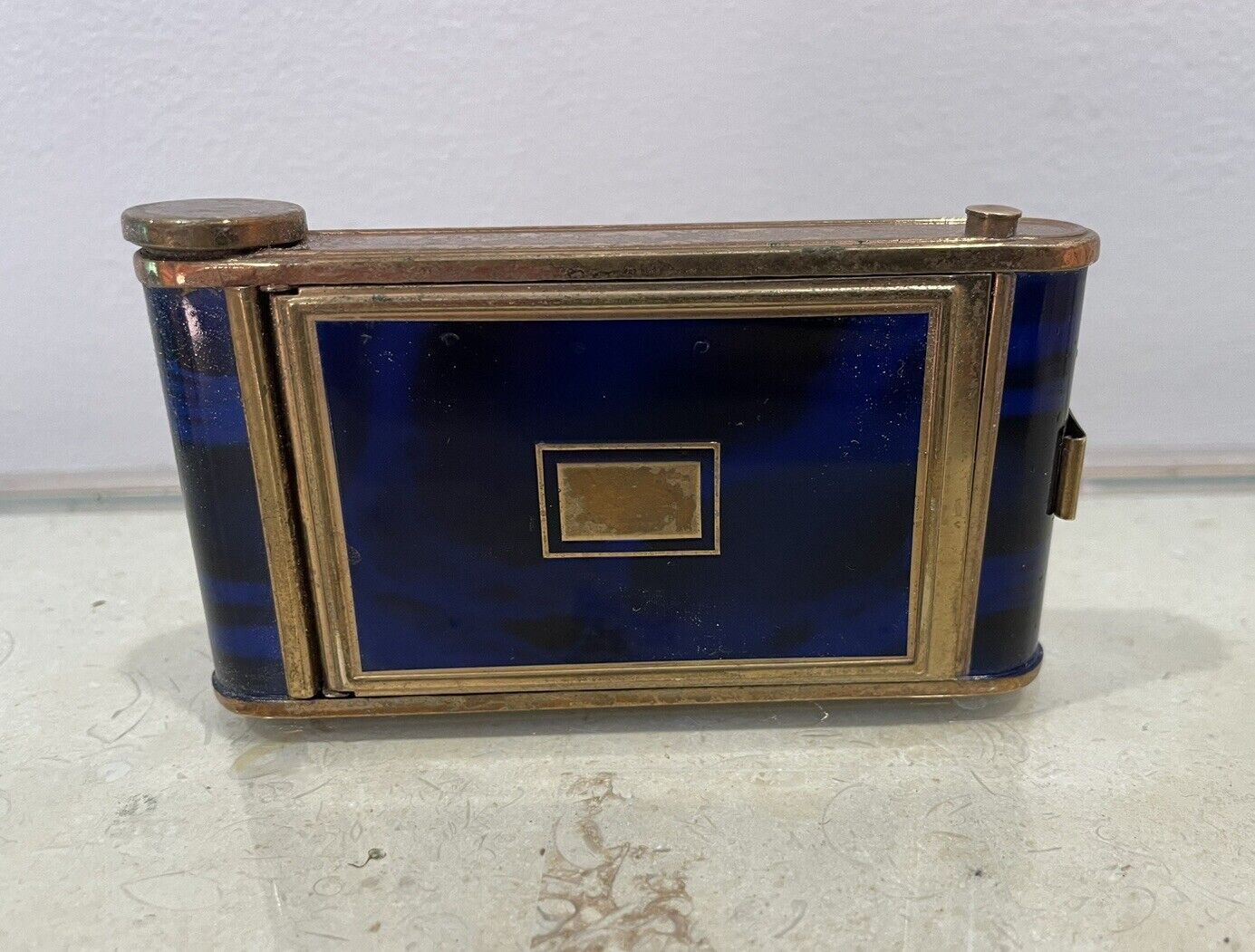 Manicure Camera Compact German Art Deco Circa 1936 Blue Enamel