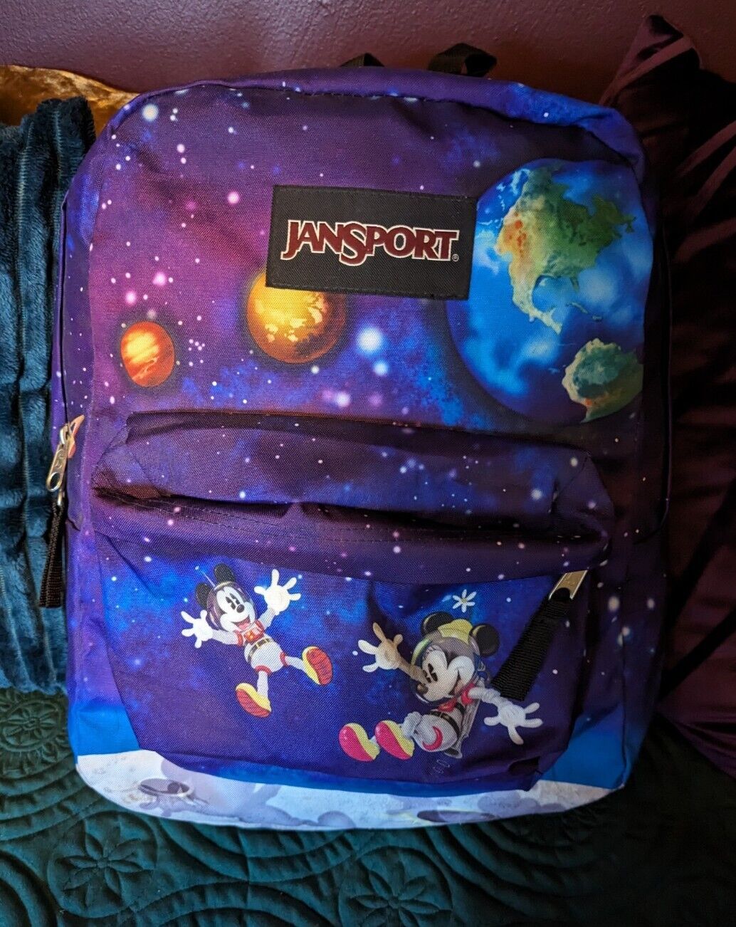 JANSPORT Disney High Stake Backpack Mickey Minnie Space Walk Limited Edition EUC