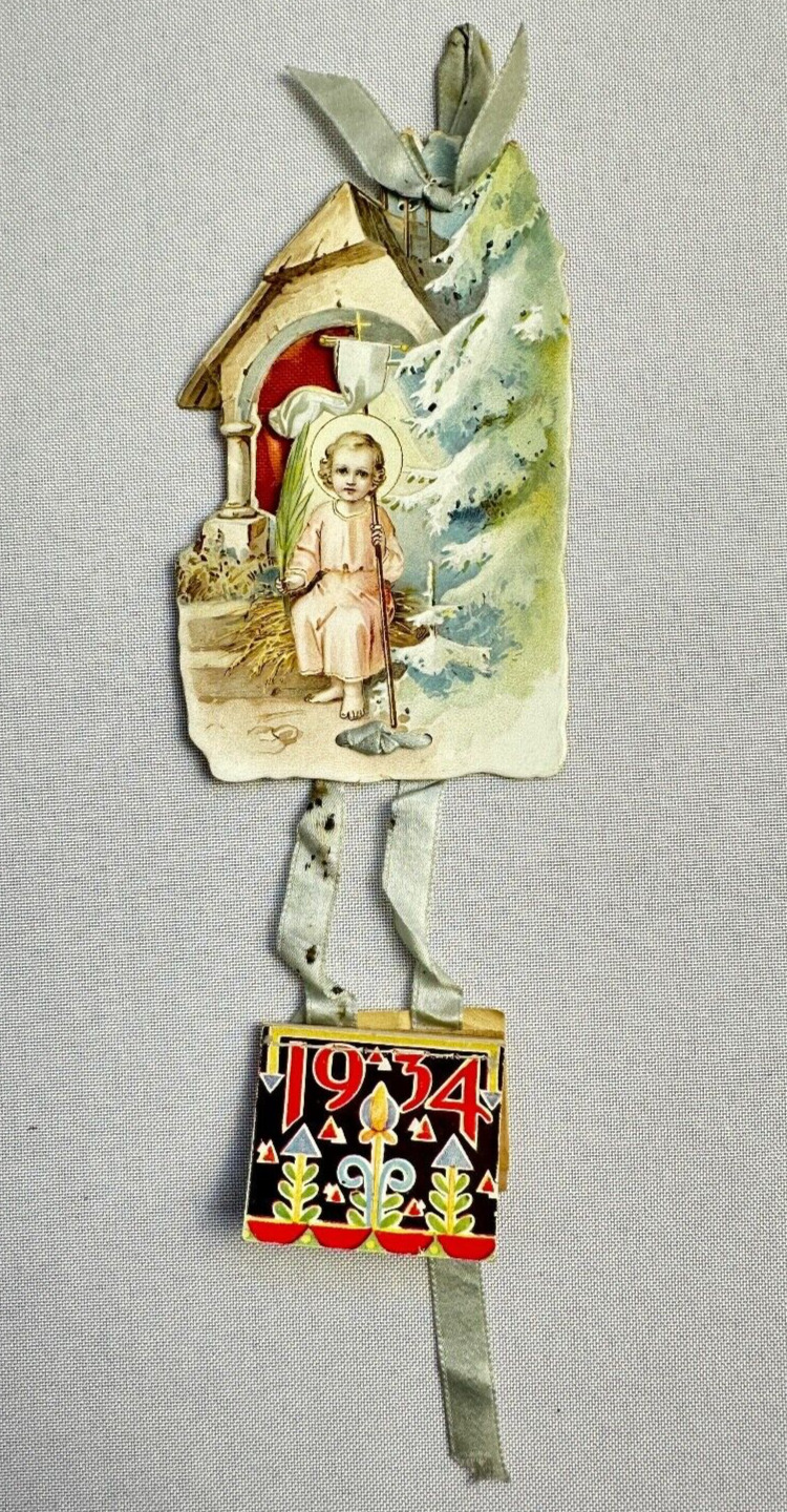 Vintage 1930\'s Catholic Holy Card & Calendar Christmas Happy New Year Baby Jesus