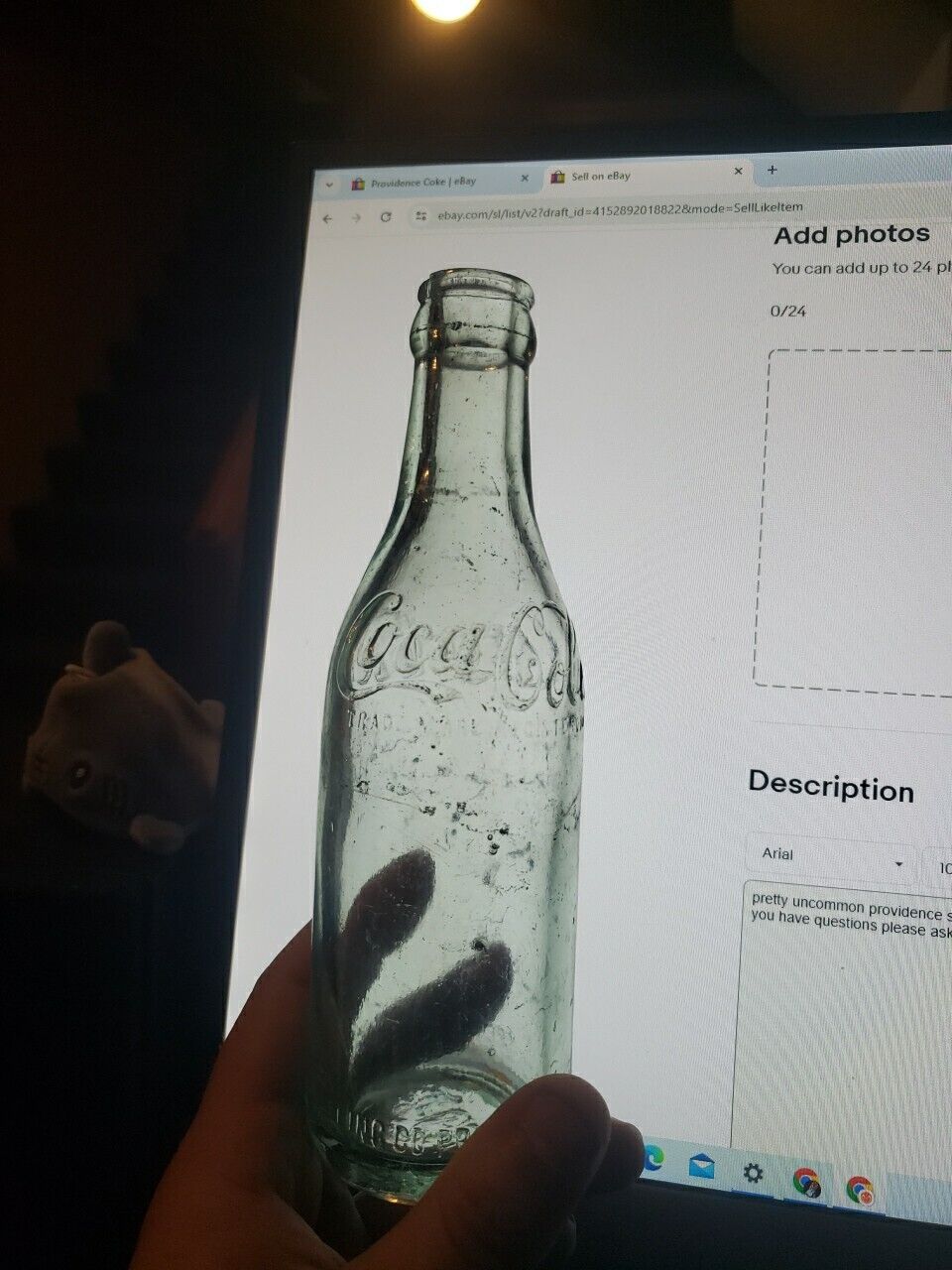 Coca Cola Straight Sided Providence R. I. Bottle as is 