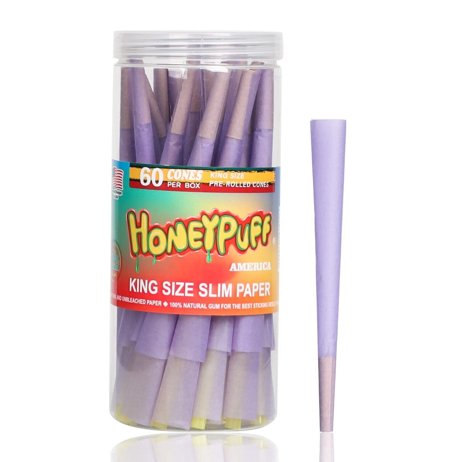 HONEYPUFF 60X Purple Classic King Size Pre Rolled Cones Slowing Burning  W Tips