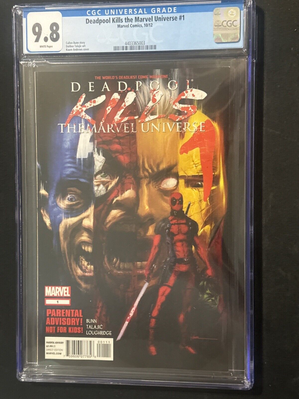Deadpool Kills the Marvel Universe #1 (2012) CGC 9.8 Cover A 1st Print RARE