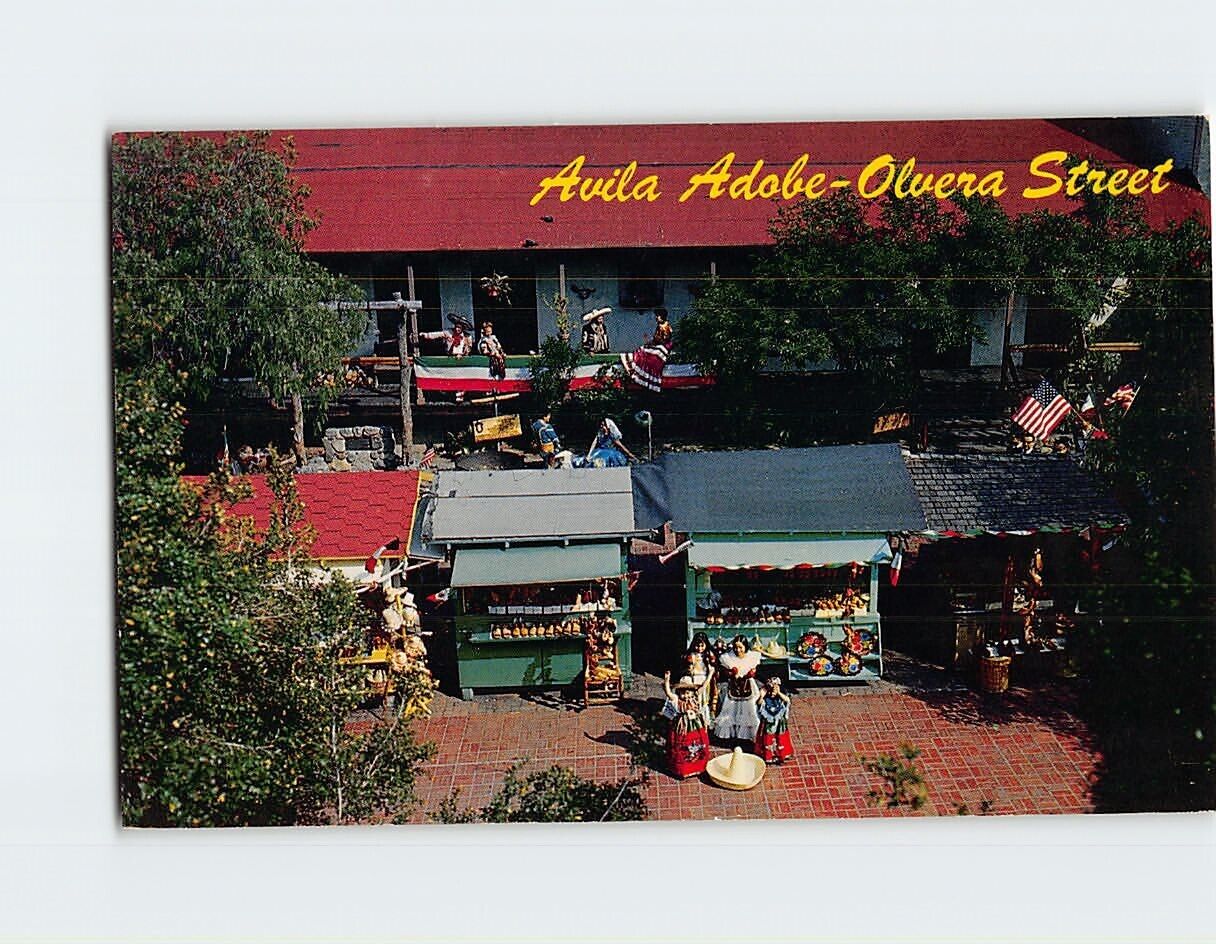 Postcard Avila Adobe Los Angeles California USA