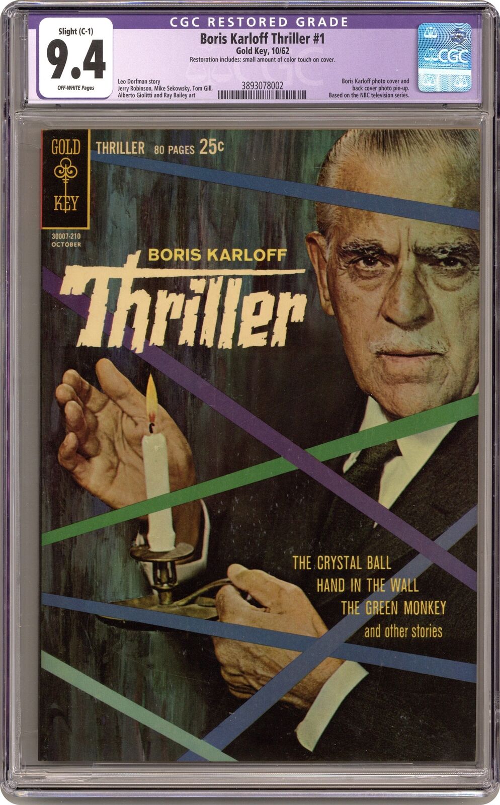 Boris Karloff Thriller #1 CGC 9.4 RESTORED 1962 3893078002