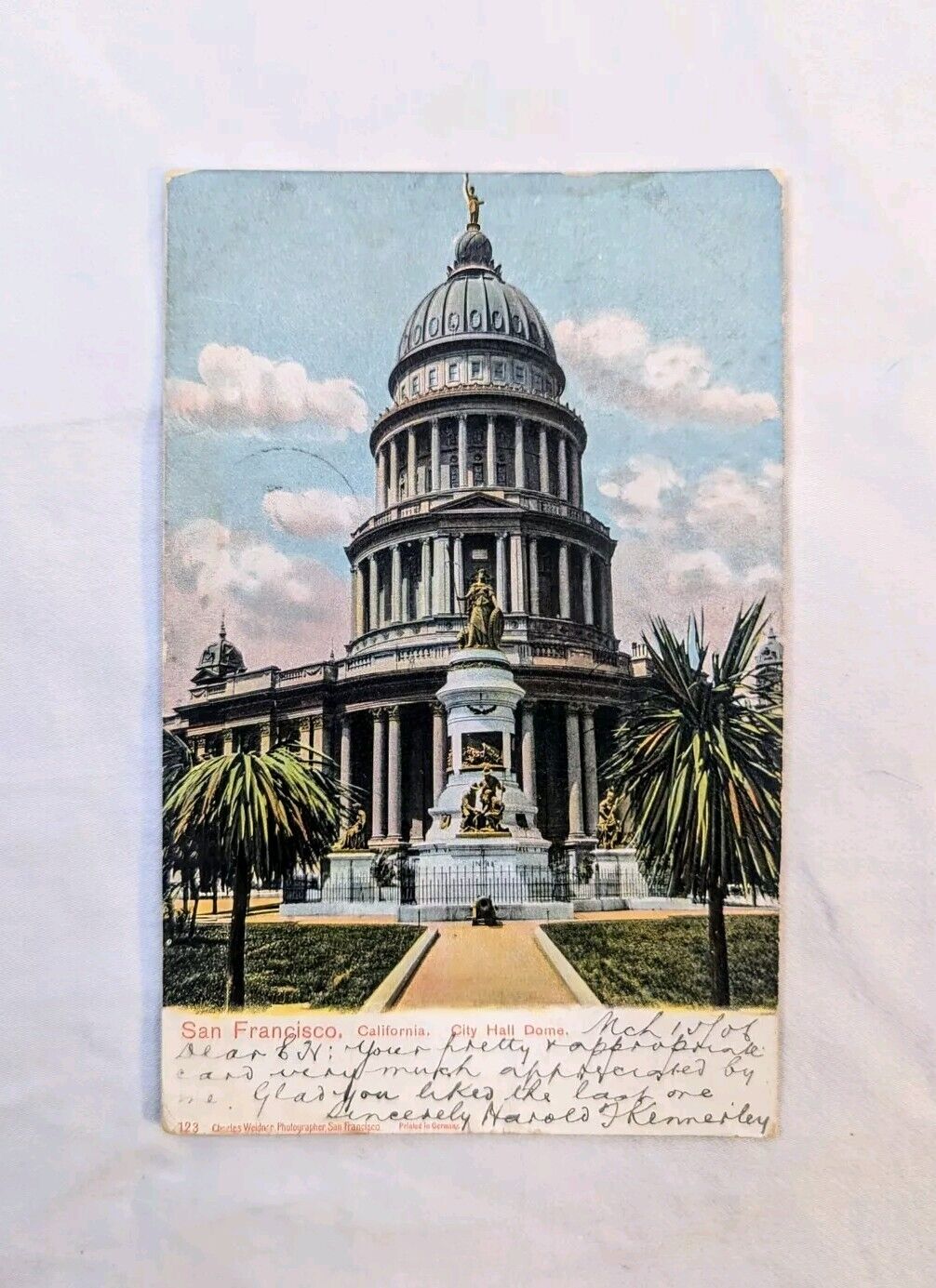 San Francisco CA City Hall Dome Posted 33 Days Before Earthquake 1906 Postcard