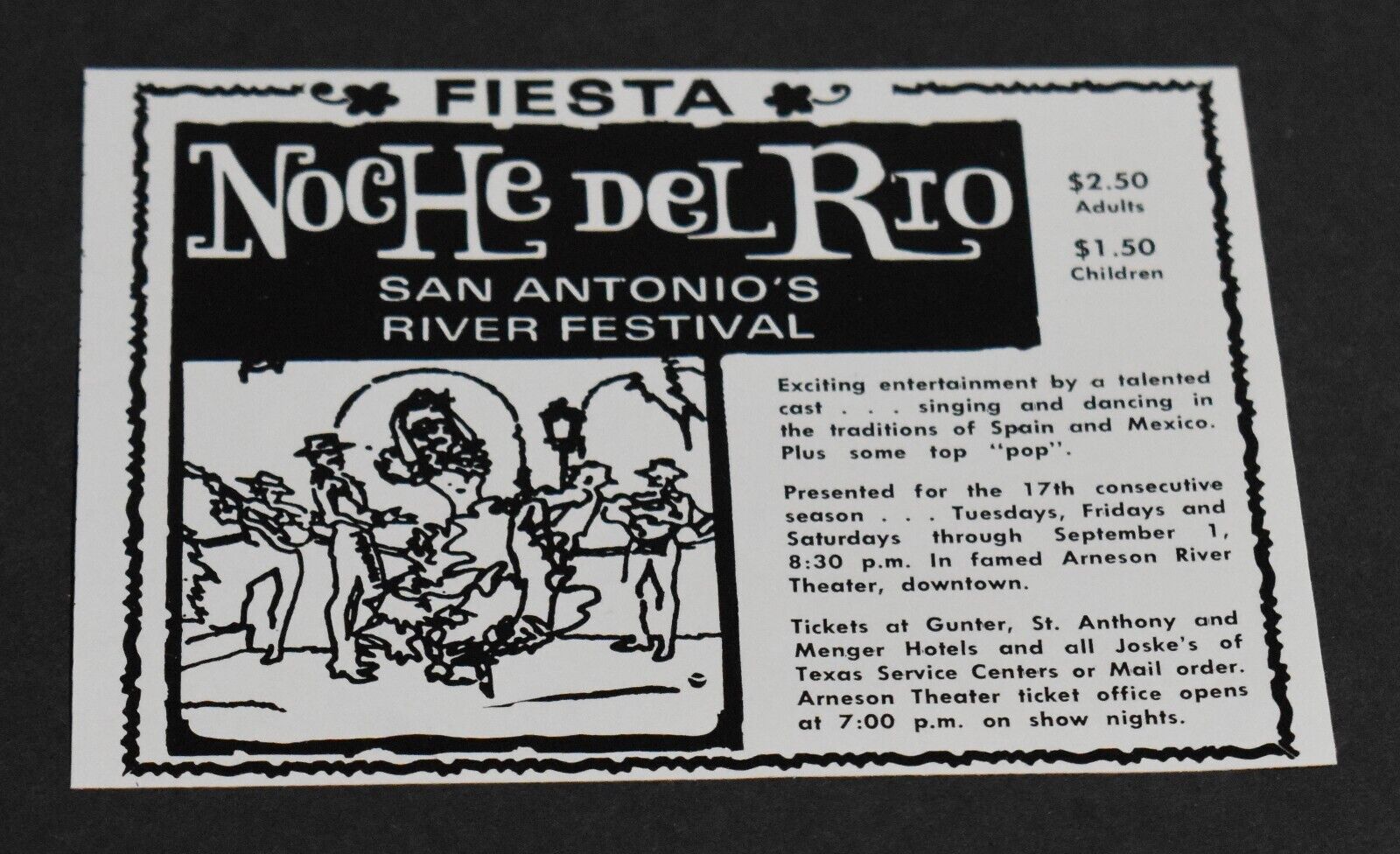 1974 Print Ad Texas San Antonio Noche Del Rio River Festival Fiesta Sing Dance