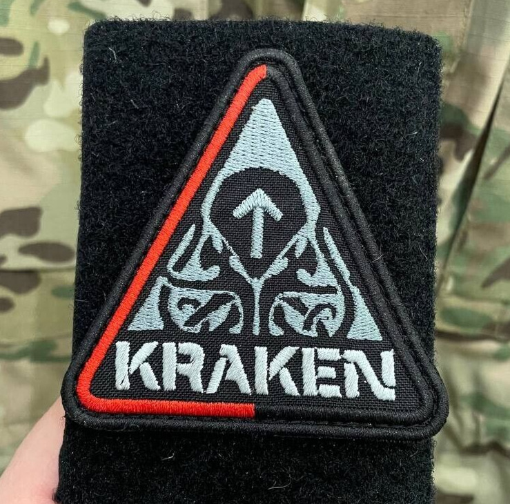 Ukrainian Unit Patch Kraken Volunteer Batalion Tactical Badge Hook Triangle