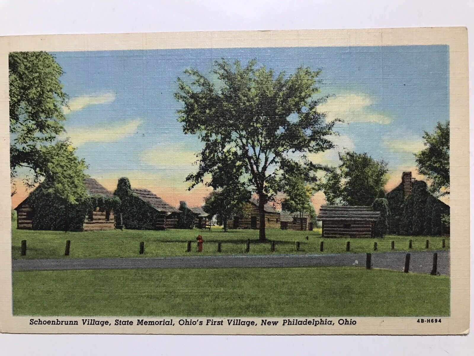 1940 Schoenbrunn State Memorial New Philadelphia Ohio Postcard