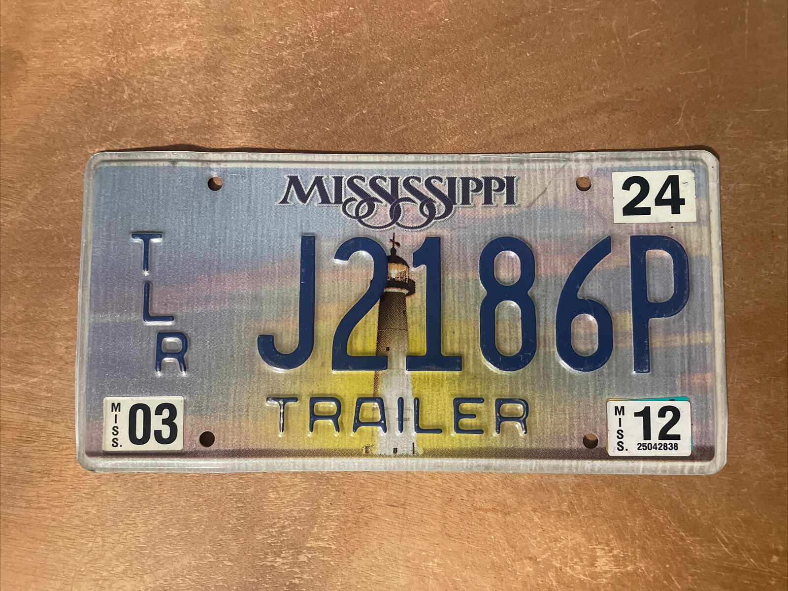 2012 Mississippi License Plate Trailer # J2186P