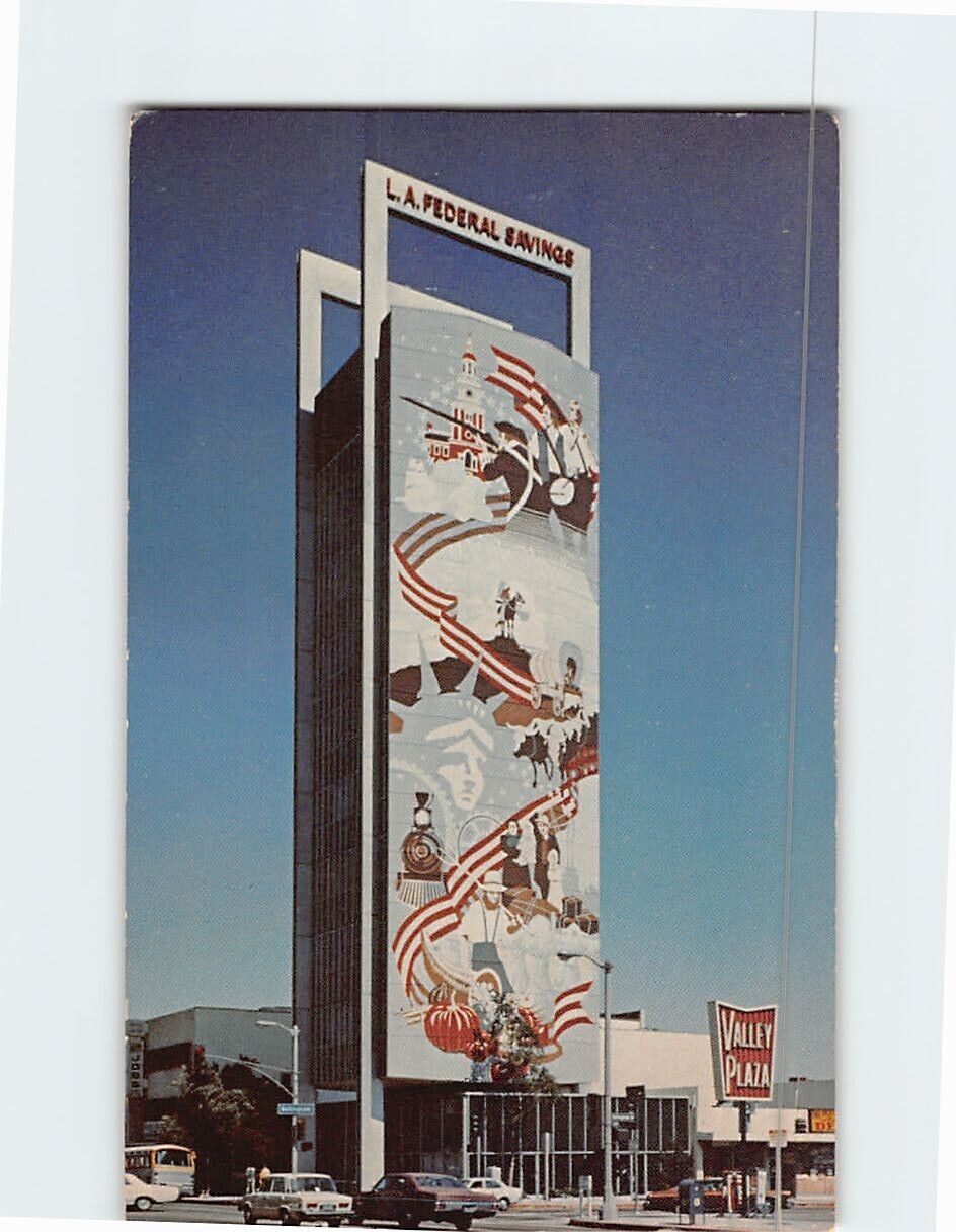 Postcard Valley Landmark Bicentennial Mural Valley Plaza Tower Hollywood CA USA
