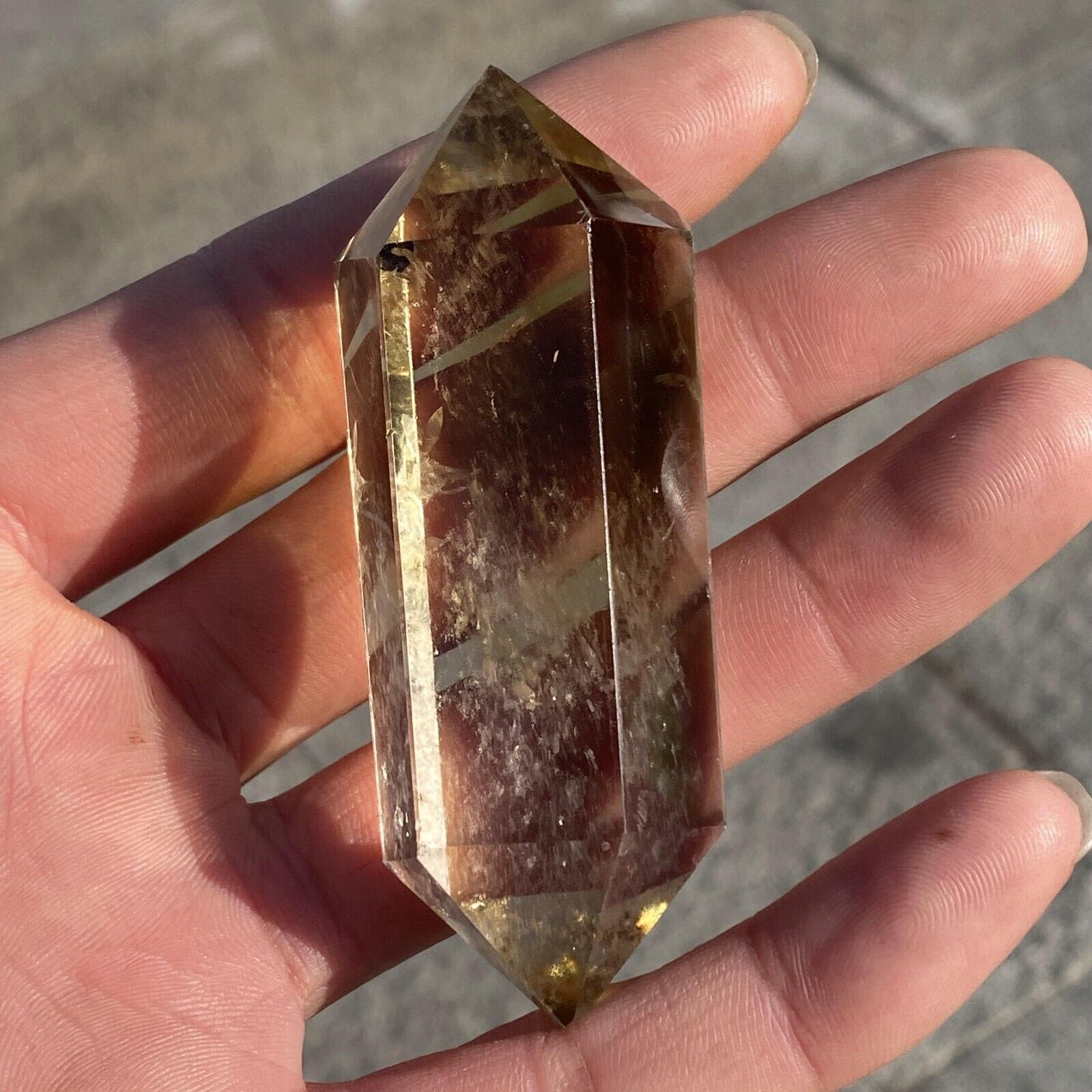 1pcs Natural citrine obelisk quartz crystal wand double point gem reiki healing