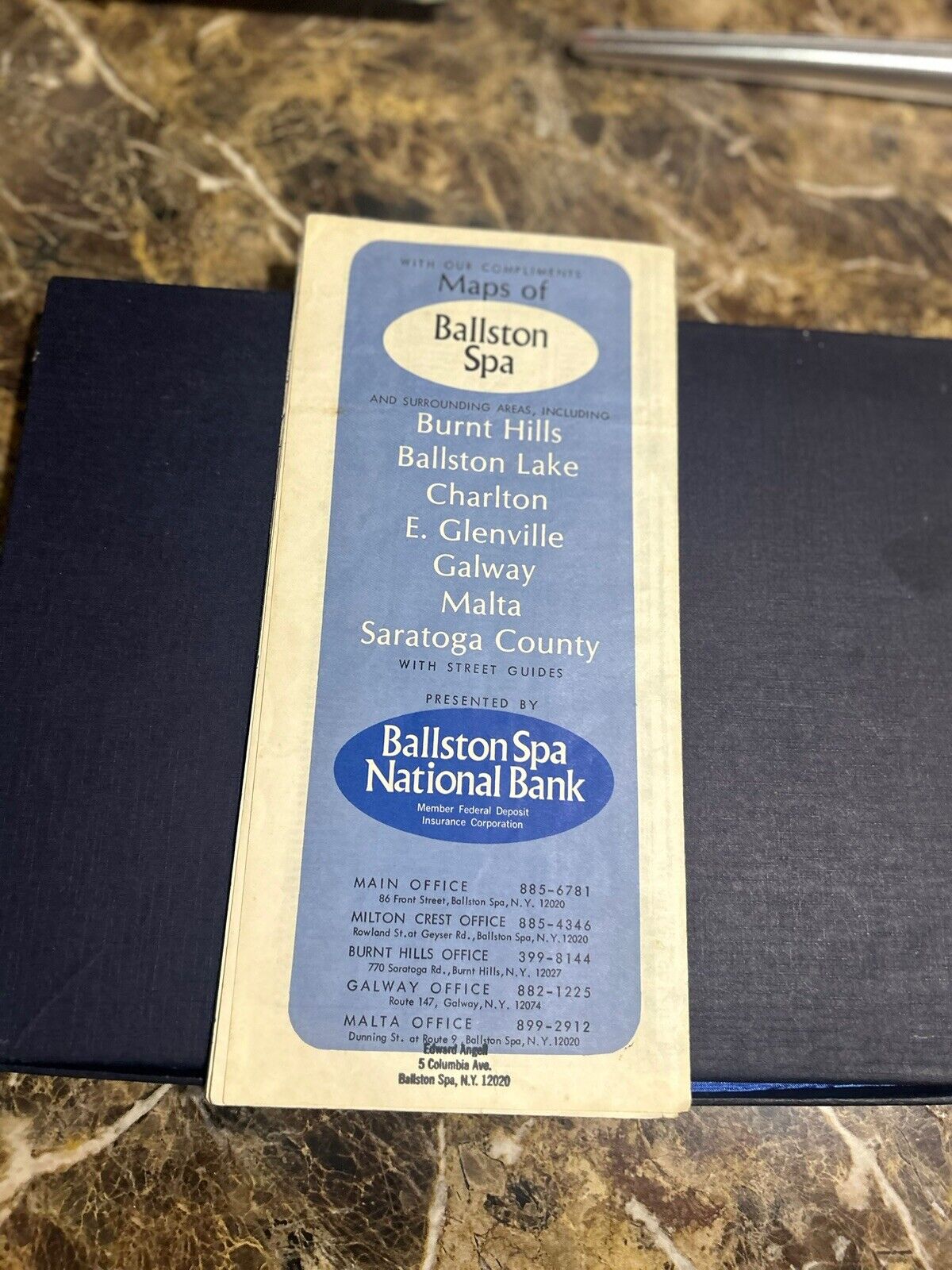 Ballston Spa New York National Bank Maps Of Regions Vintage Pamphlet