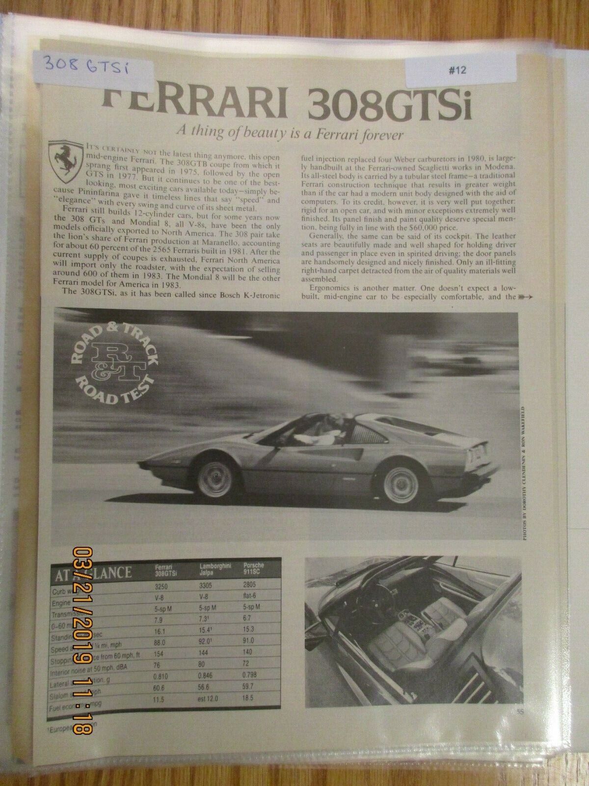 Ferrari#12 Article 1980-1983 Ferrari 308 GTSi 3 page