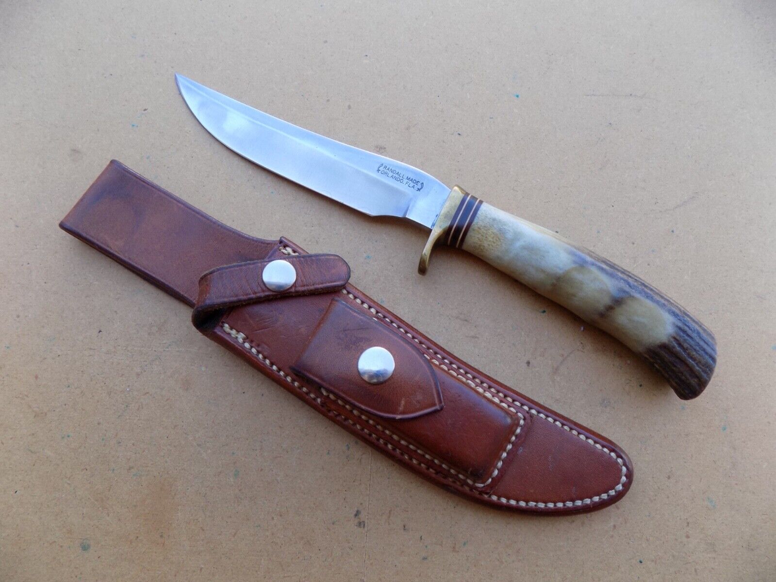 Vintage Randall 3-6 Hunter Knife JRB 7 Spacer Stag Handle