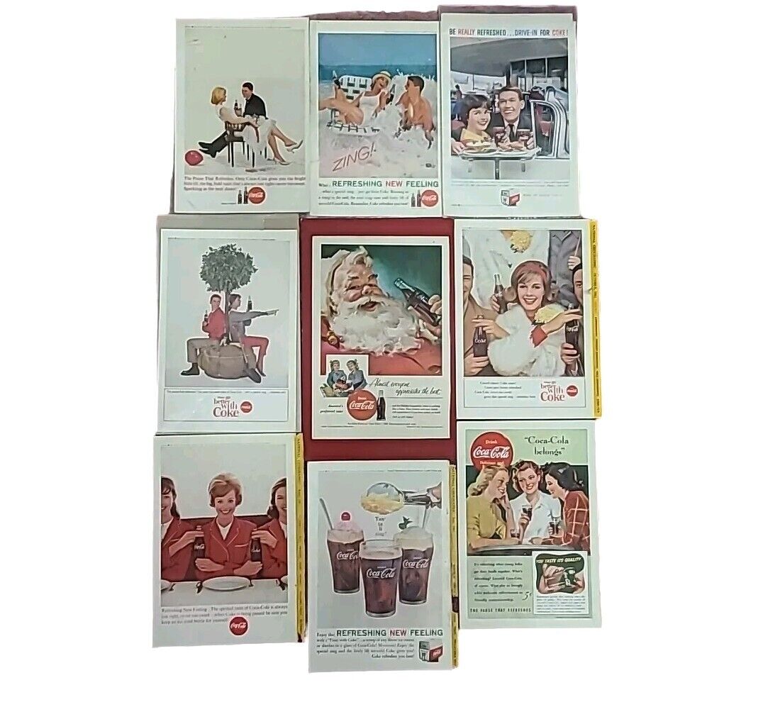 Vintage Coca Cola Print Ads Lot Of 9 1940s-60s 10x7