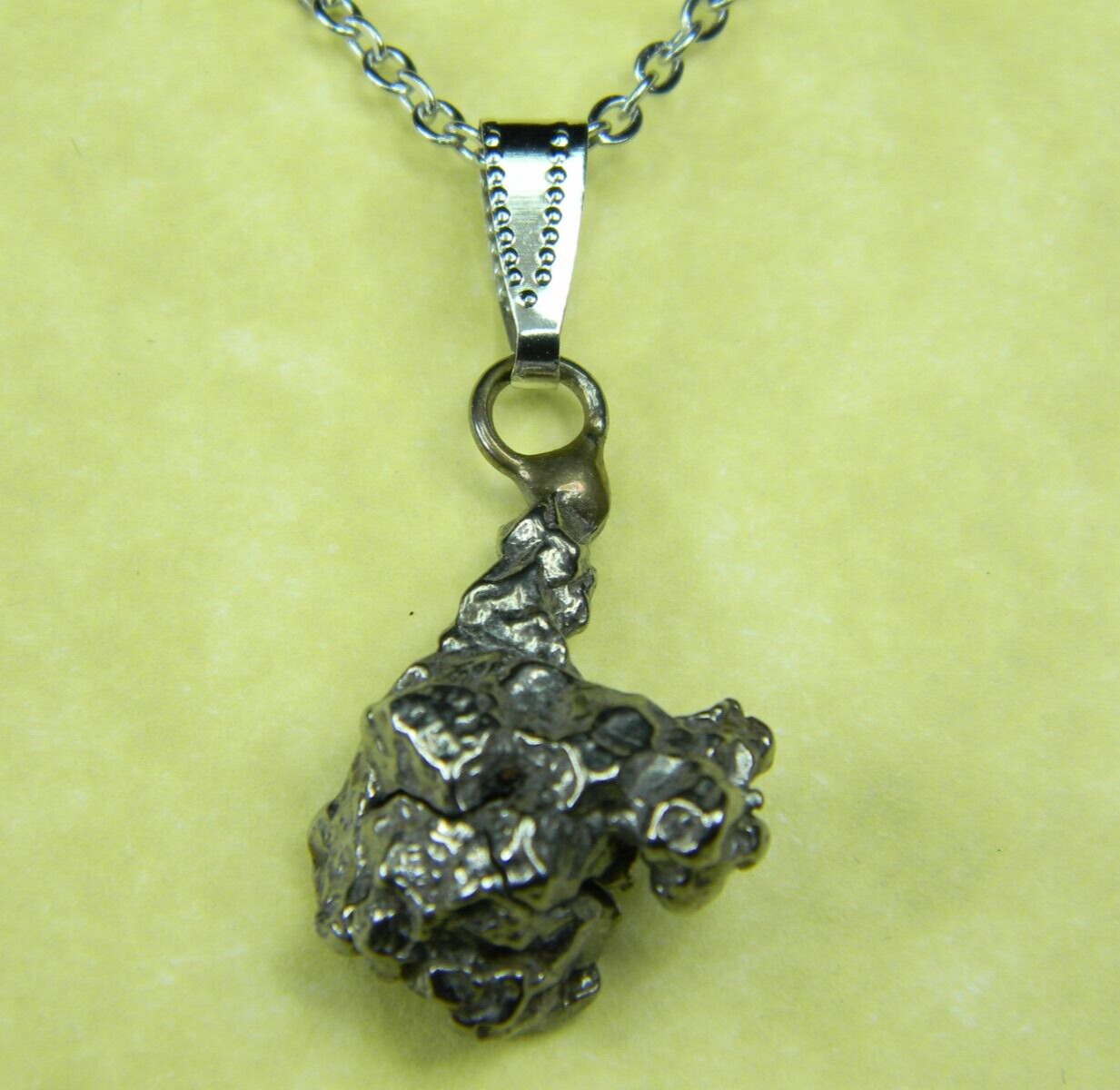 Campo Del Cielo Genuine Iron Nickel Meteorite Pendant Necklace 5.80 grams