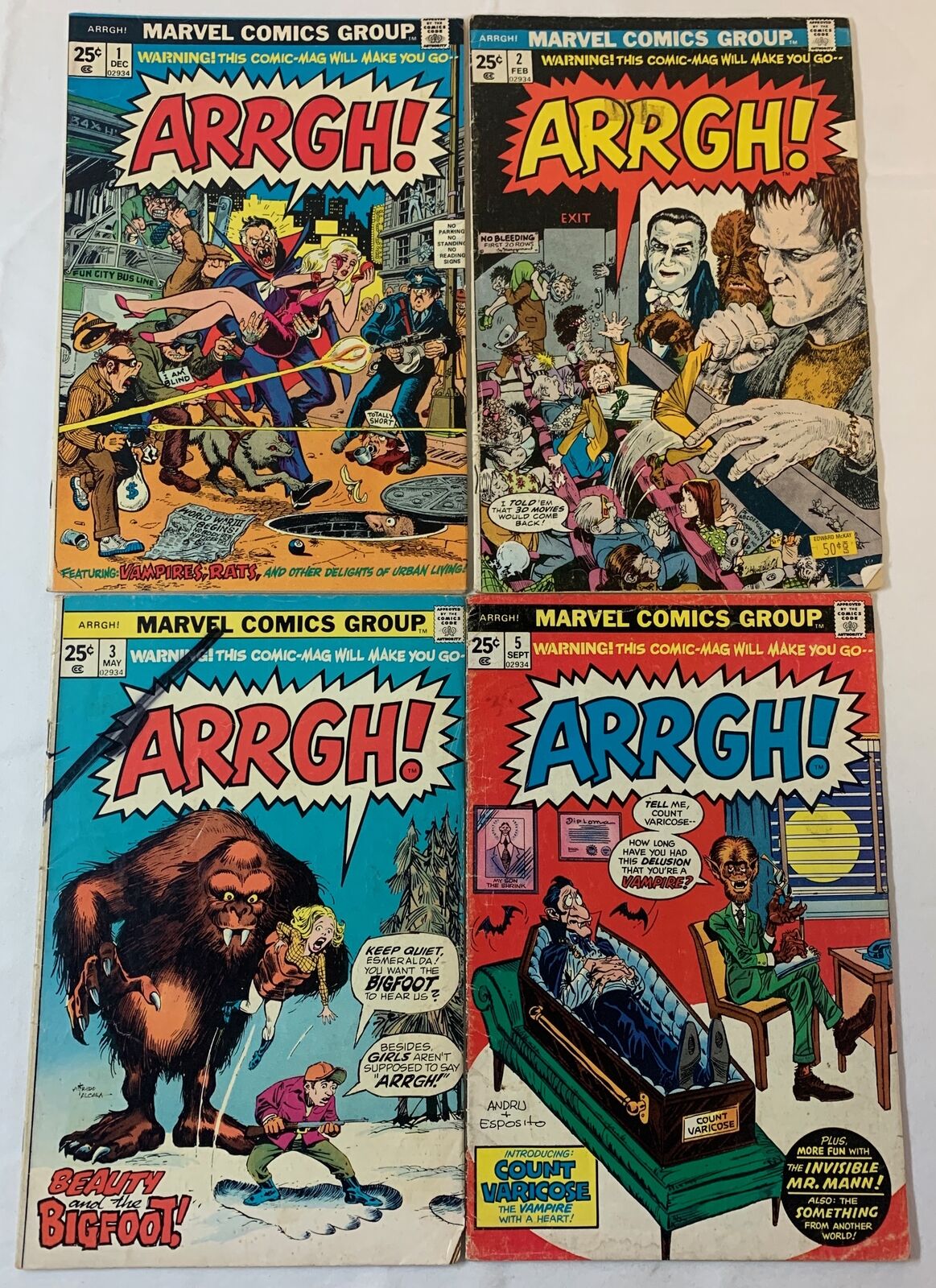 1974 DC Comics ARRGH #1 2 3 5 ~ low to mid-grade