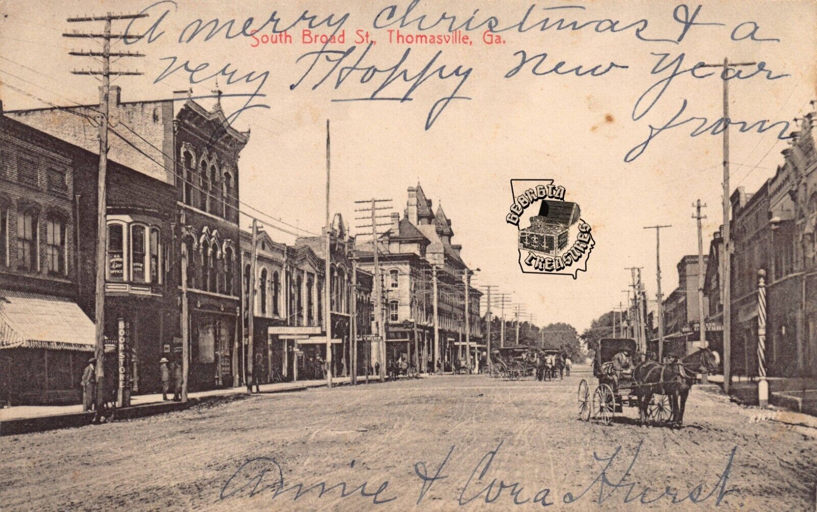 GA~GEORGIA~THOMASVILLE~SOUTH BROAD STREET~BOOKSTORE~CLOTHING~C.1905