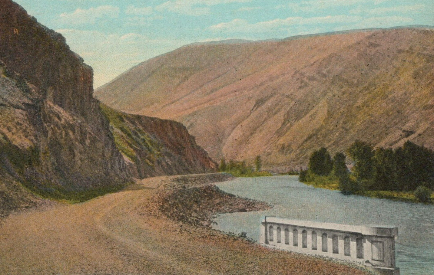 Yakima-Ellensburg Highway by River in Washington Divided Back Vintage Post Card
