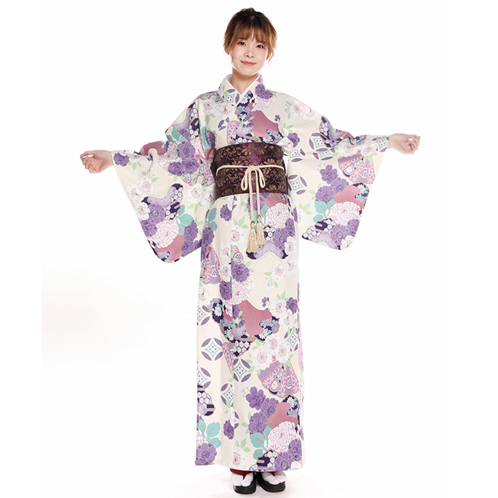 Women Japanese Kimono Cosplay Kimono Long Robe Yukata for Valentine Festival