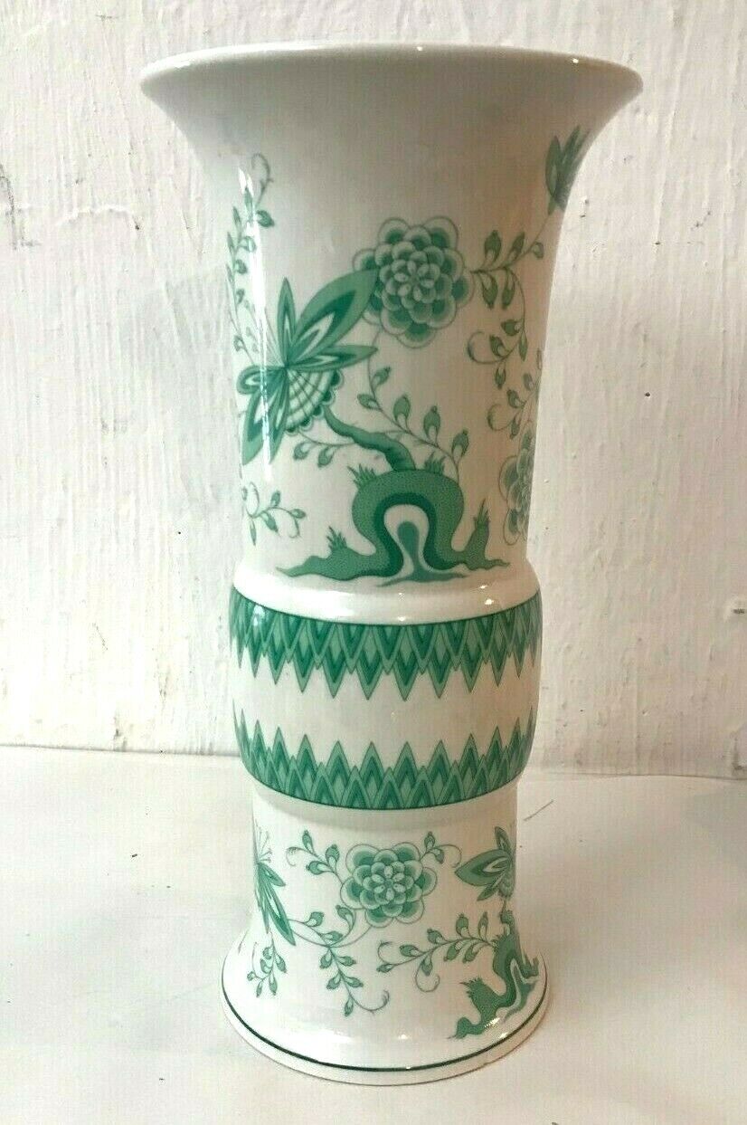 UNTER WEISS BACH, GERMANY:  GREEN AND WHITE FLORAL VASE -- 12\