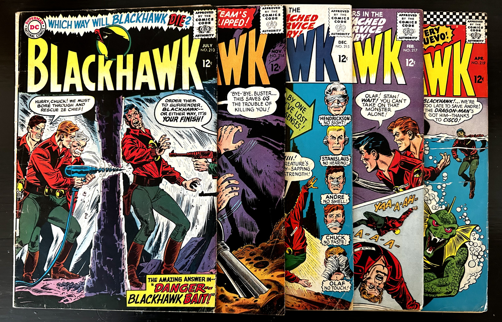 Blackhawk #210 - 214 - 215 - 217 - 219 (DC Comics 1965) Team of Traitors?