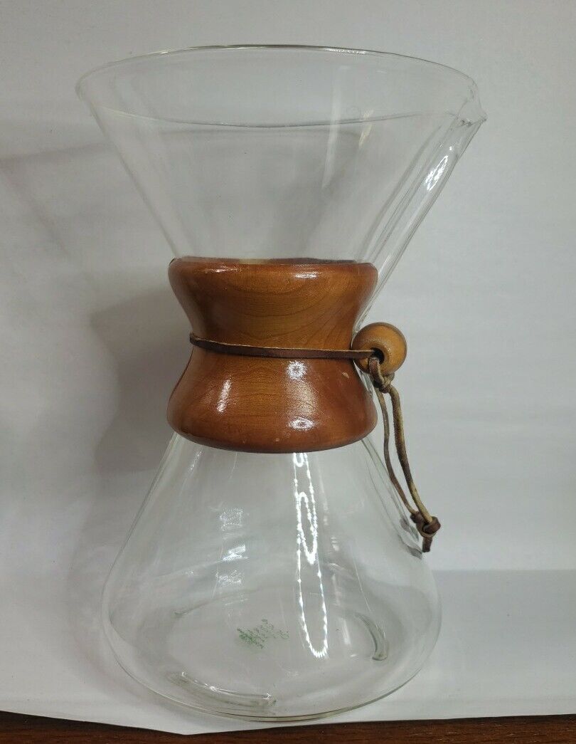 VTG Chemex Pyrex 9” Green Stamp Pour Over Coffee Carafe & Collar USA Made 8 Cup
