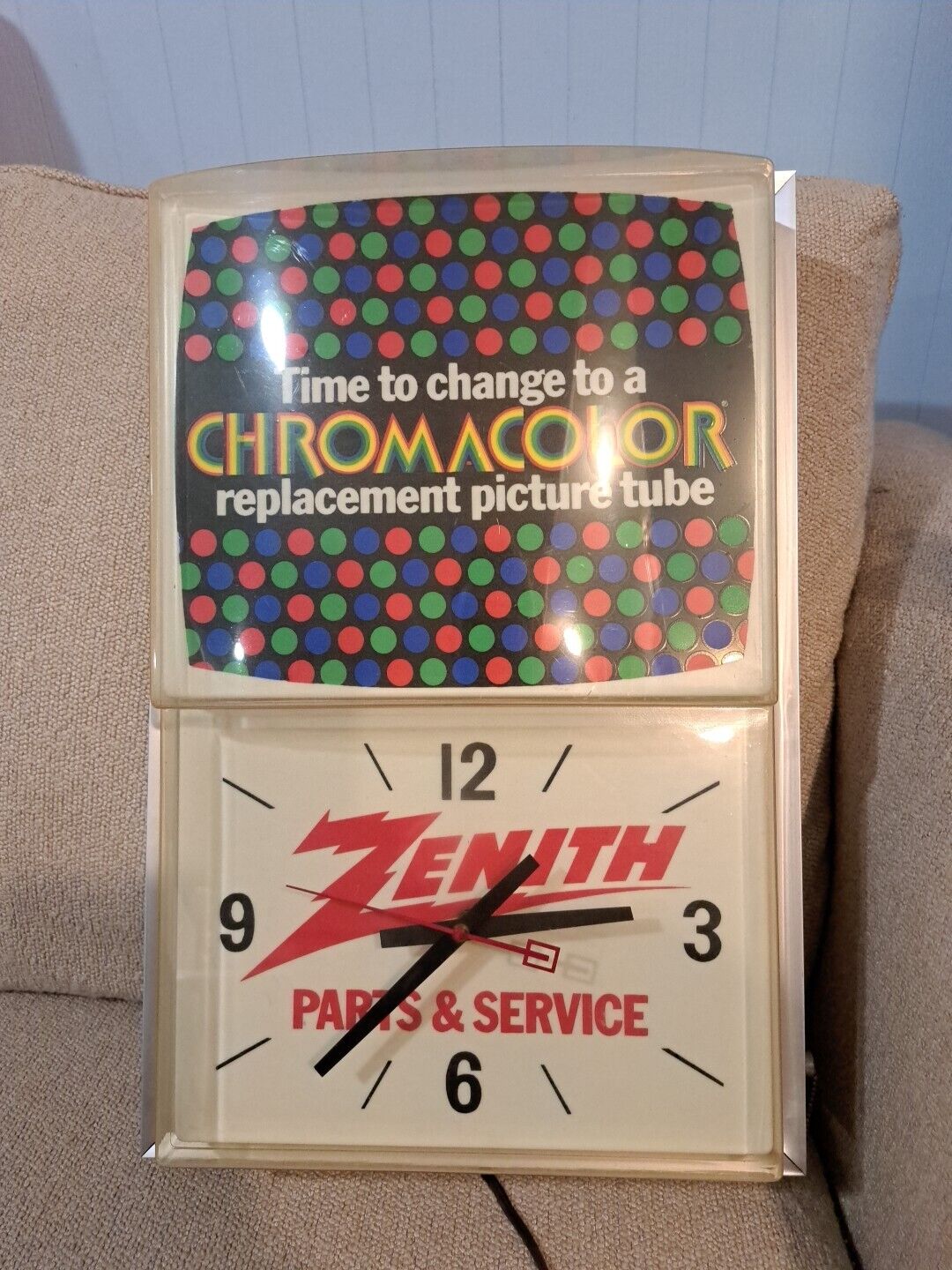Vtg. CHROMOCOLOR  Zenith Parts & Service  Picture Tube TV Clock
