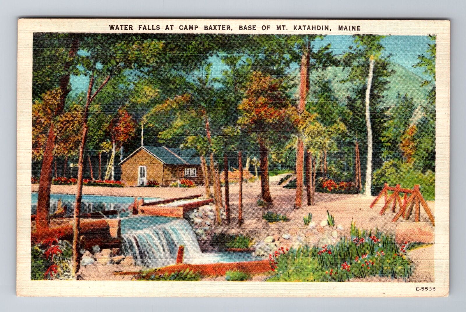Mount Katahdin ME-Maine, Water Falls At Camp Baxter, Vintage c1947 Postcard