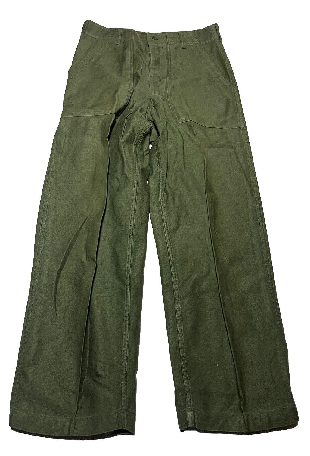 Vintage 60s Vietnam OG 107 Military Trouser Pants Sateen Green 30x29 AM6