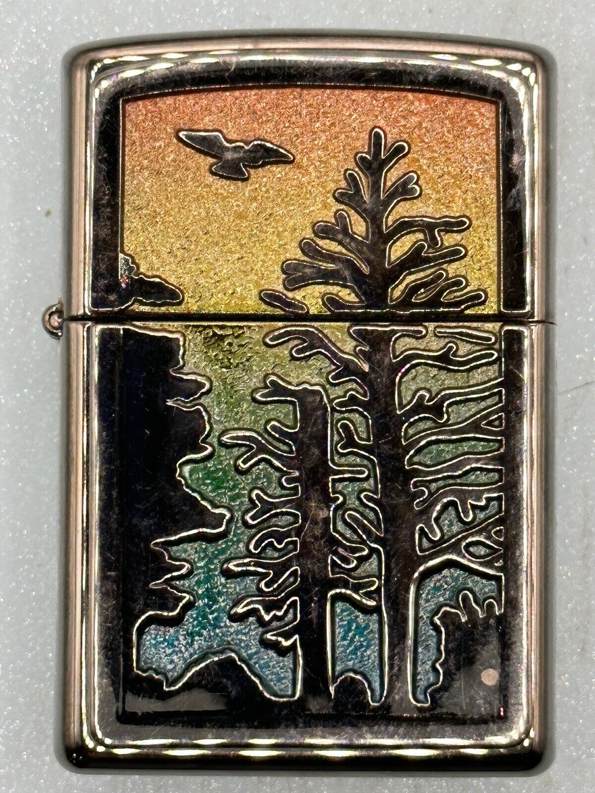 Vintage 2007 Rainbow Forest Midnight Chrome Zippo Lighter