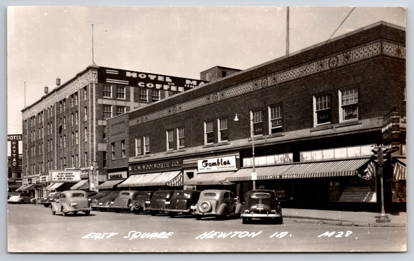 Newton IA Gambles~Hotel Maytag~Theater~Gladys George of Patton Maine RPPC 1947
