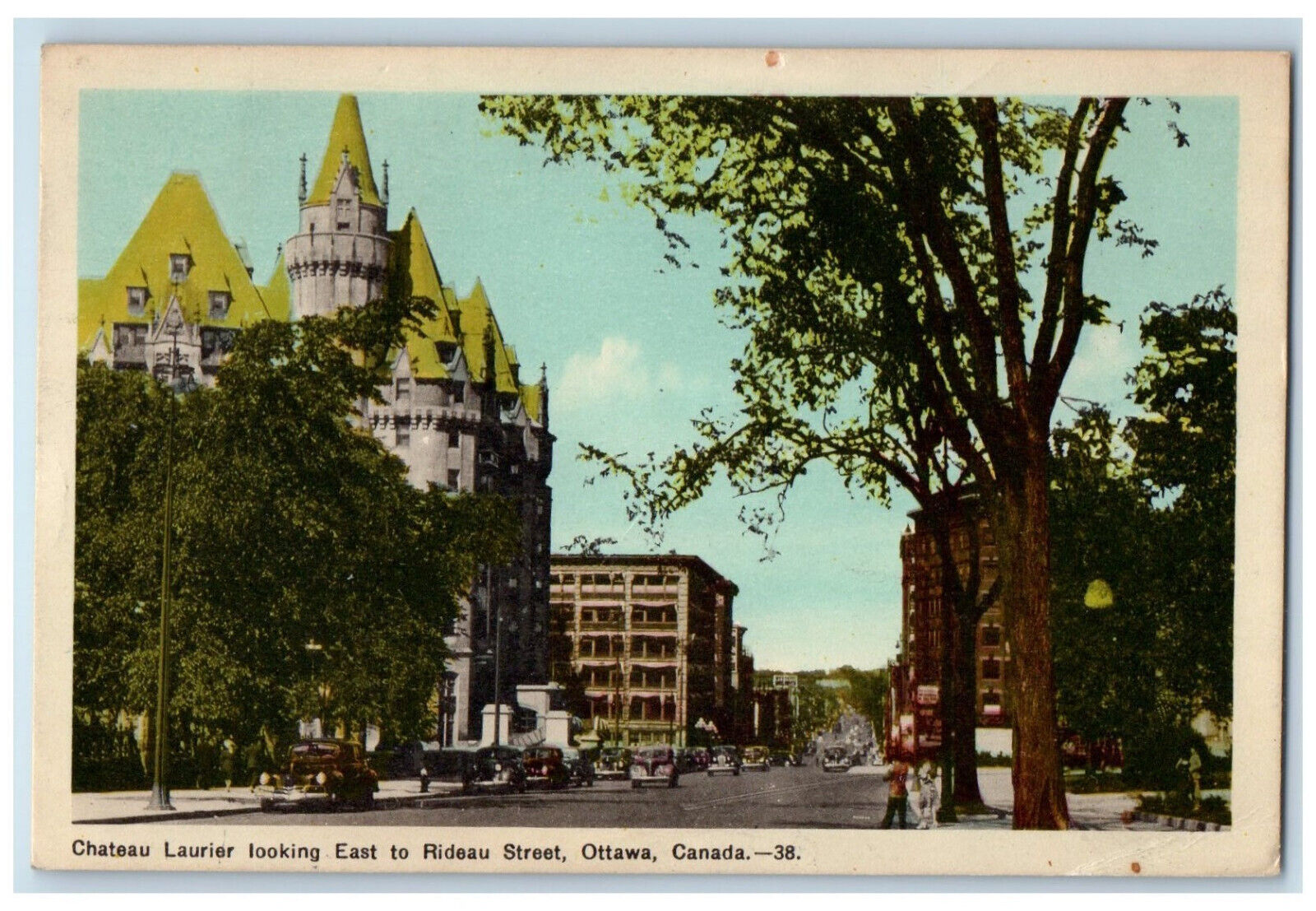 1957 Chateau Laurier Looking East to Rideau Street Ottawa Canada Postcard