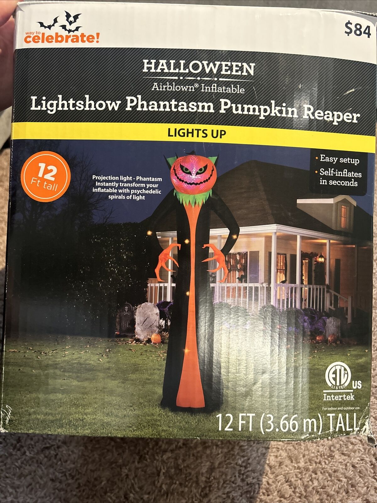 Halloween 12 Foot Lightshown Phantasm Pumpkin Reaper Airblown Inflatable 