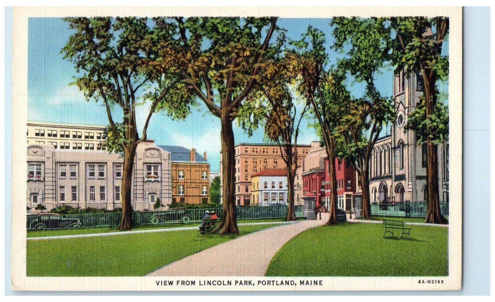 1940 View Lincoln Park Exterior Building Portland Maine Vintage Antique Postcard