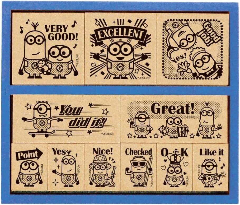 Minions Wooden Stamp Set Beverly SDH-113 11pieces Kawaii from Japan New Gift