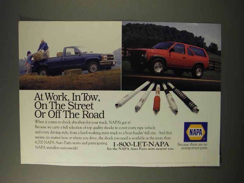 1992 NAPA Parts Ad - At Work, In Tow, On Street