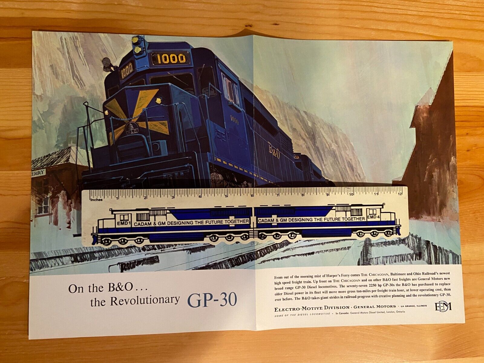 NOS EMD Electro Motive General Motors Locomotives GP-30 B&O Railroad Ad 1963