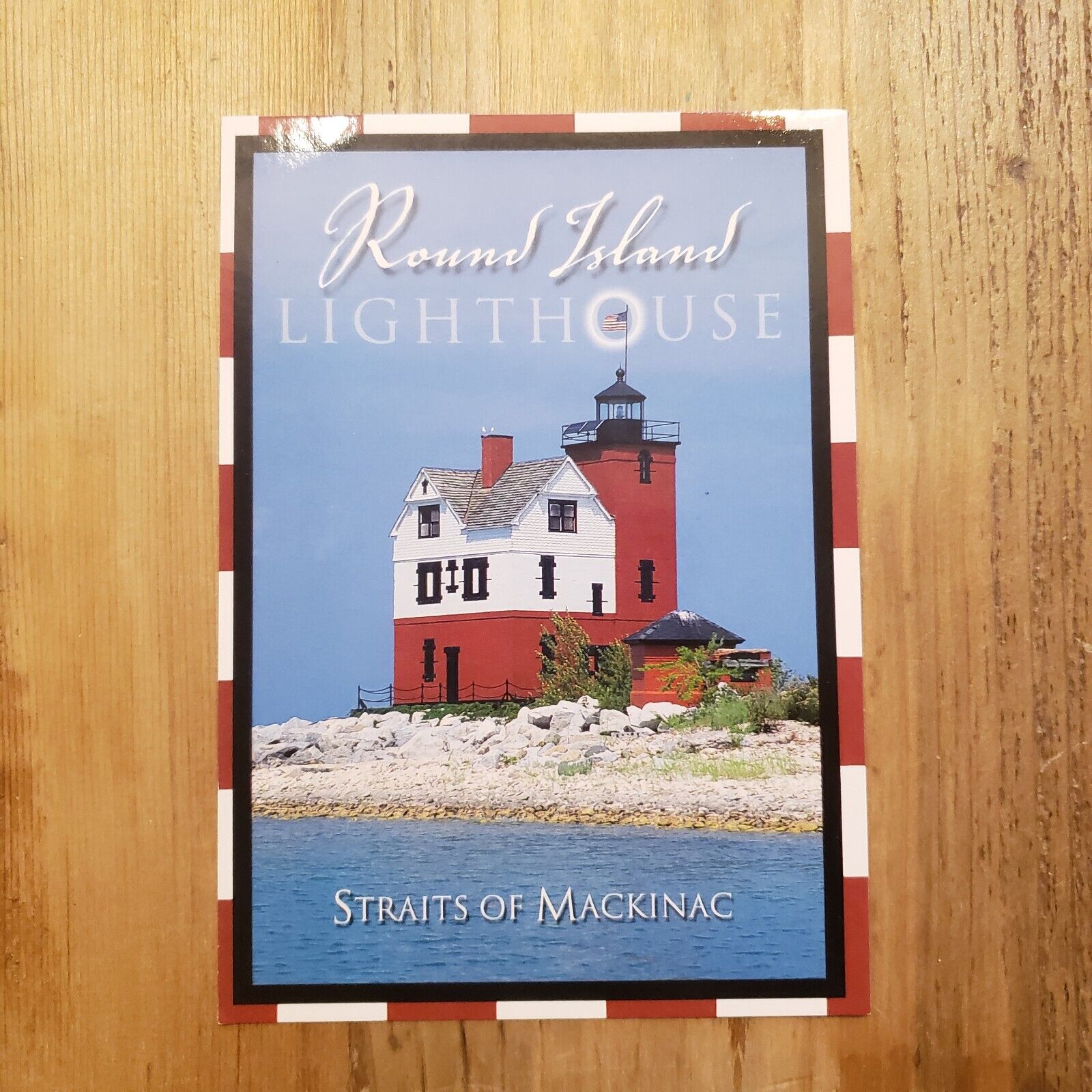 Round Island Lake Mackinac Island Mackinaw City Red Lighthouse Michigan Postcard
