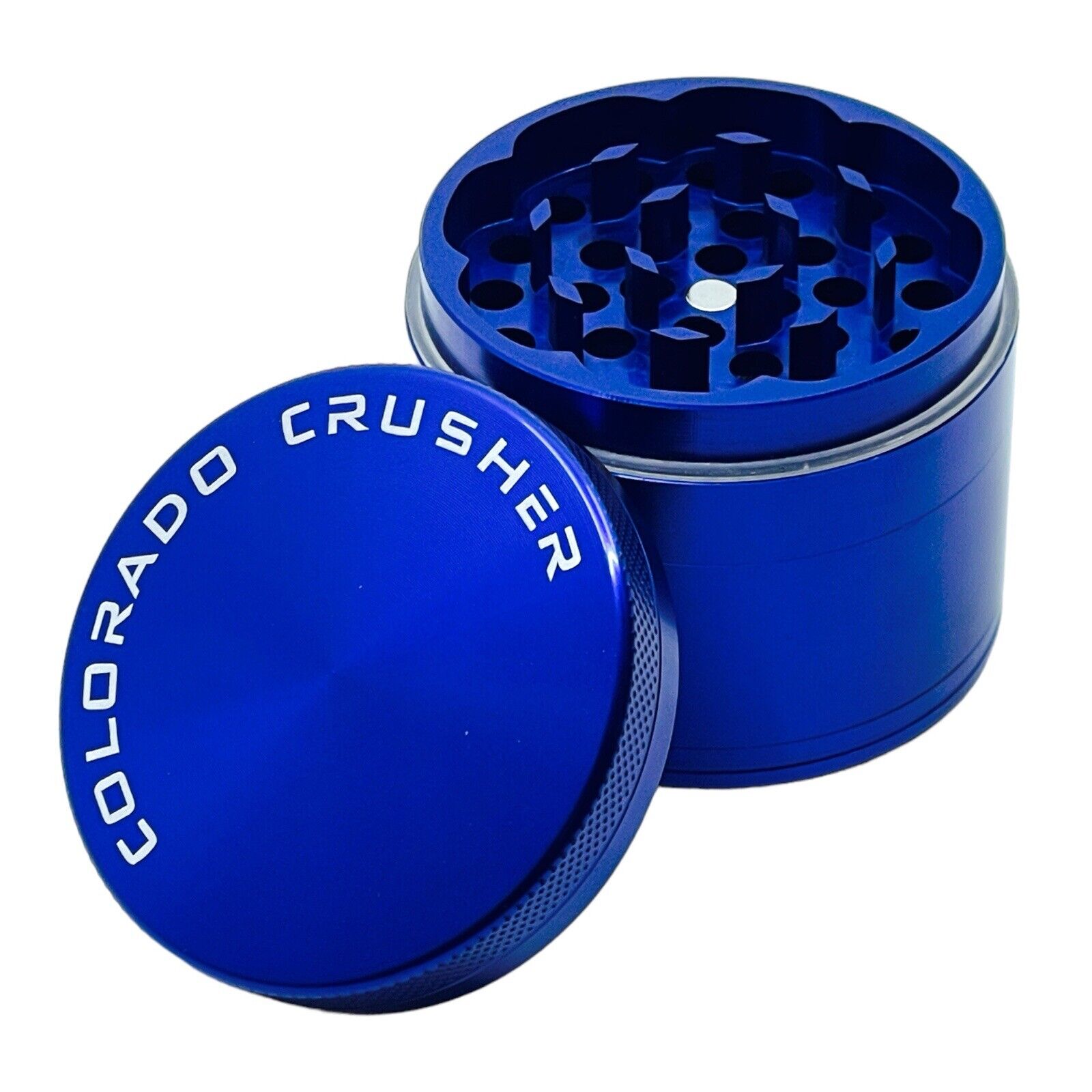 Colorado Crusher 56 MM Tall Herb Grinder Spice Crusher 4 Piece Blue