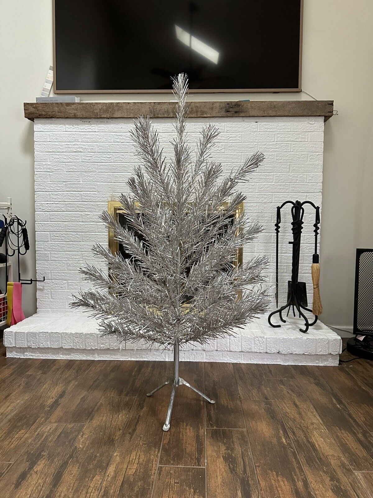 4ft Silver Forest vintage silver tinsel christmas tree