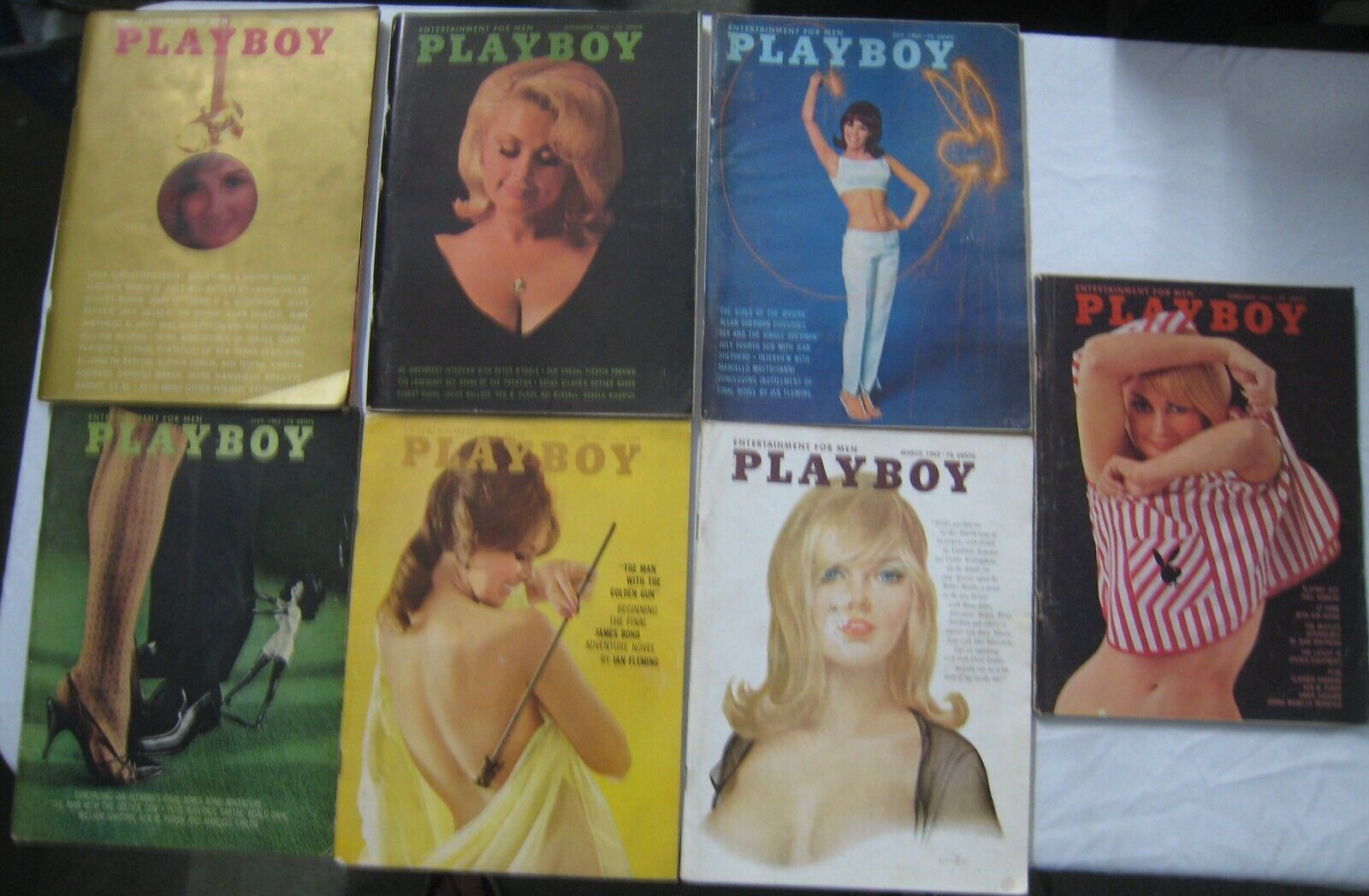 1965 Vintage Playboy Magazine Lot of 7 All with  Centerfolds.