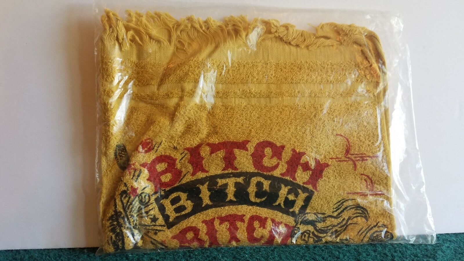 NOS Vtg Bitch Bitch Bitch Humorous Tennis Towel Novelty USA Sealed New Tan K4