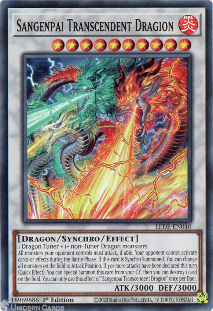 LEDE-EN040 Sangenpai Transcendent Dragion : Super Rare 1st Edition YuGiOh Card