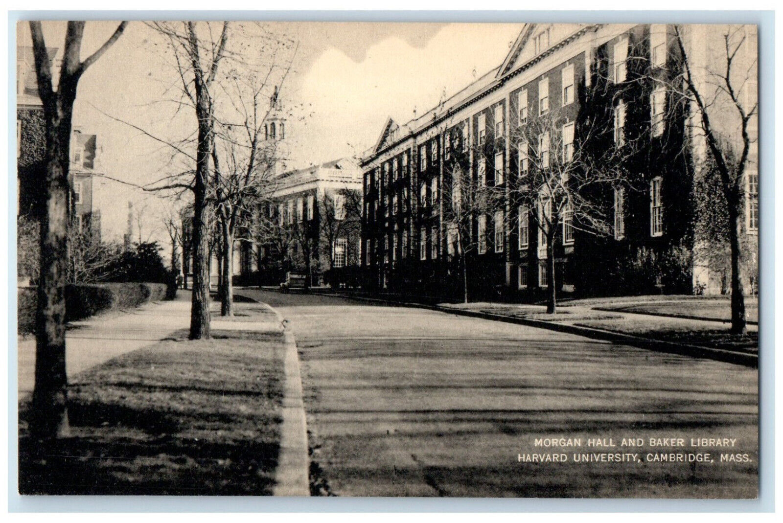 c1940's Morgan Hall and Baker Library Harvard University Cambridge MA Postcard