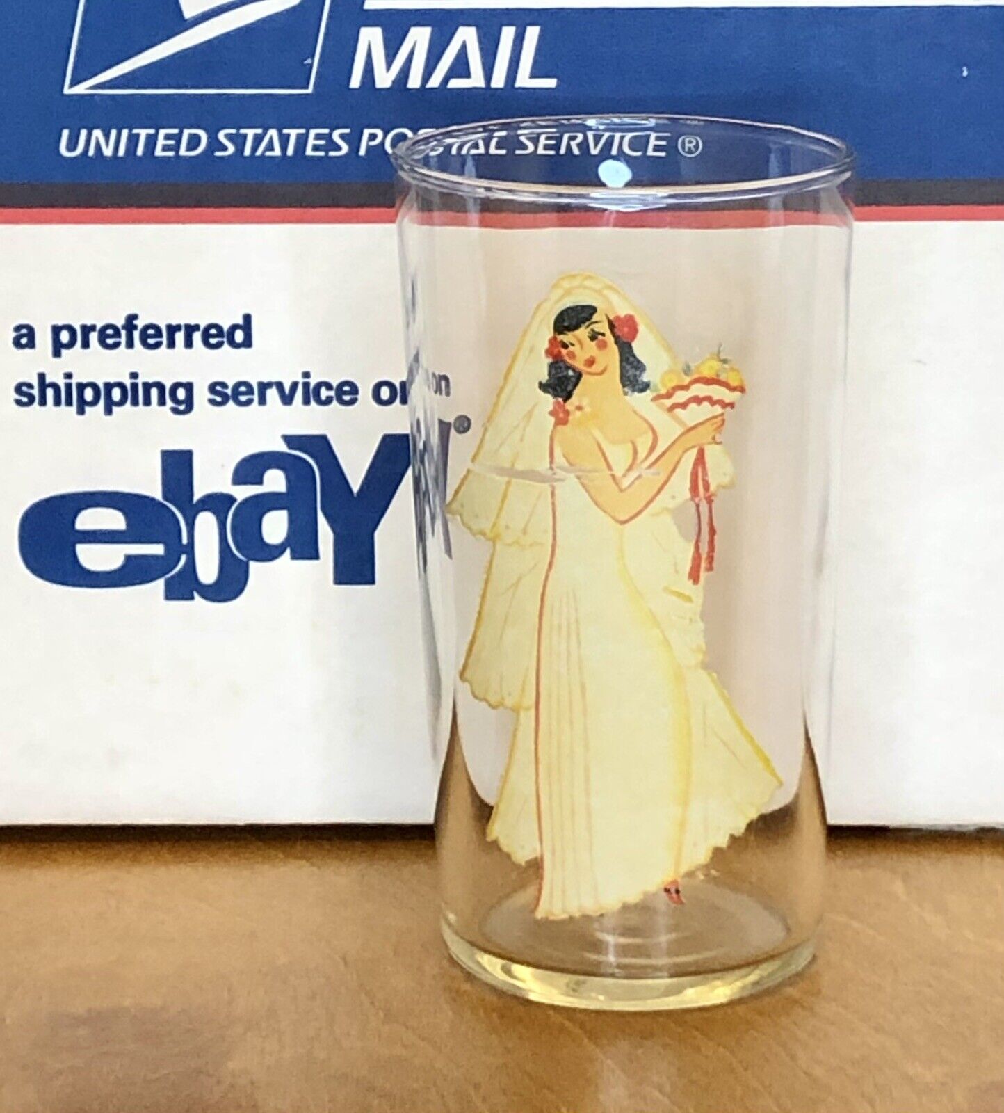 Vintage Girlie Nude bar glass 1940’s/50’s Peek A Boo Glass, Bride Glass