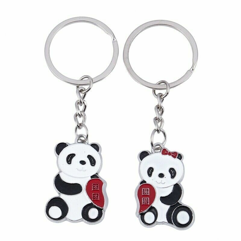 Panda Couple Keychain Gift Chain Pendant for Lovers - Two Pandas with Keyrings