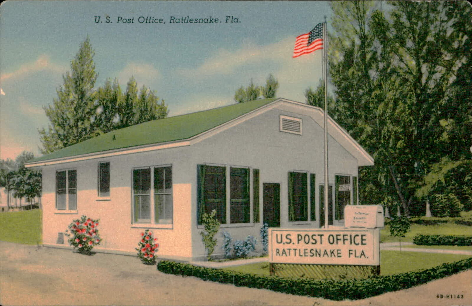 Postcard: U. S. Post Office, Rattlesnake, Fla. U.S. POST OFFICE RATTLE